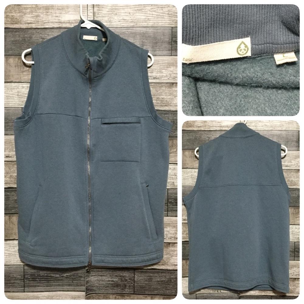 Tasc Performance Full Zip Sweatshirt Vest Men’s L Blue Gray Pockets